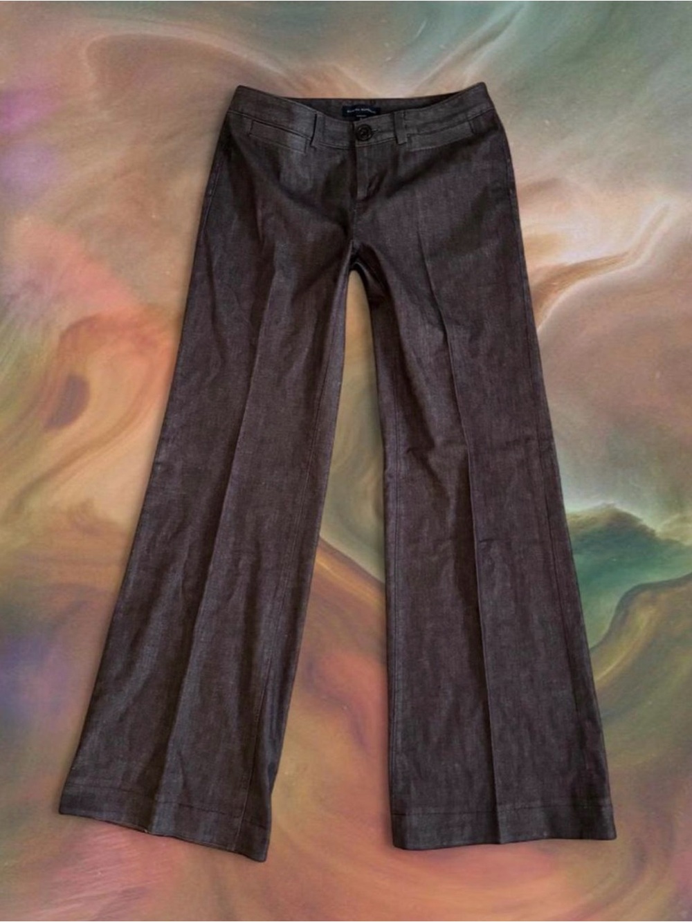 Fall 2008 Banana Republic Brown Thick Cotton Denim Pants Wide Leg Preppy